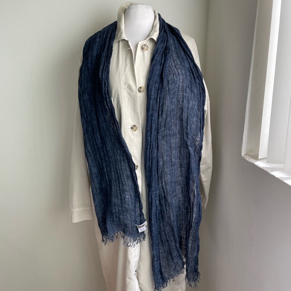 Acne Studios Linen Scarf - navy/ periwinkle made in Italy. EUC! - Picture 2 of 6